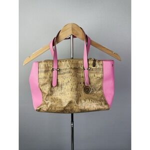 ANNE KLEIN Faux Cork‎ Tote Bag Purse Pink Trim
